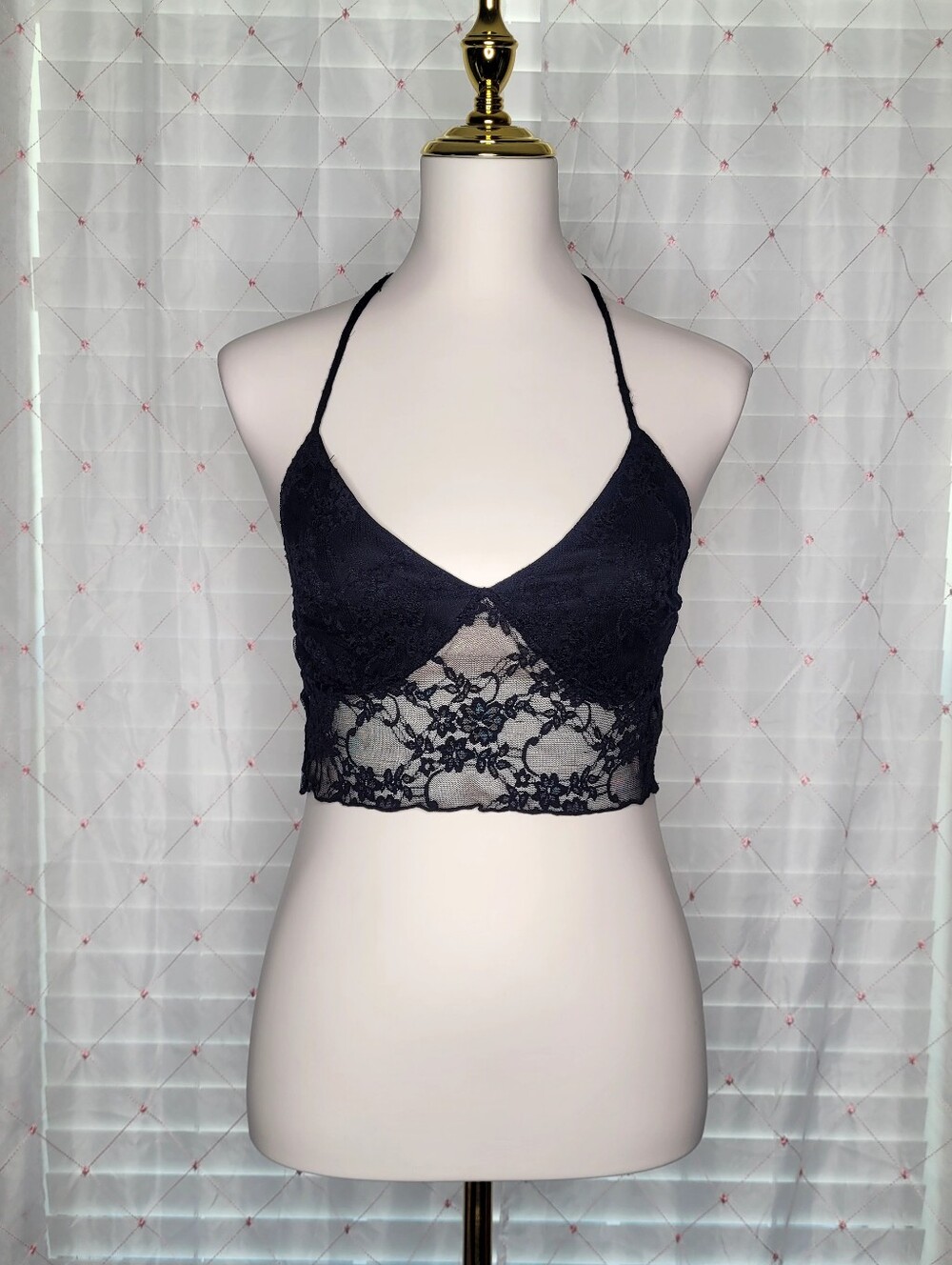 21 Saints Black Lace Halter Top 90s Inspired Y2K Inspired Fairygoth Fairygrunge - Picture 1 of 9